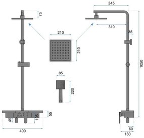 REA-P0636 - Set de duș BRAVO, negru mat