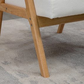 HOMCOM Fotoliu Tapitat în Design Scandi, Aspect de catifea, Cadru din Masiv de Lemn, 68 x 74 x 82cm, Crem | Aosom Romania