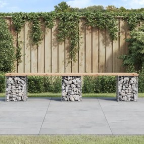 834332 vidaXL Bancă de grădină, design gabion, 203x31x42cm, lemn masiv de pin