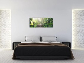 Tablou - trepte din lemn în pădure (120x50 cm)