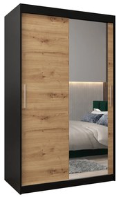 Dulap de haine 120 cm Toki 2 (negru mat + stejar artisan). 1064977