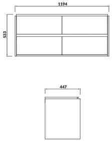 Dulap baie suspendat Cersanit Crea pentru lavoar incastrabil, 120 cm, stejar, montat Stejar