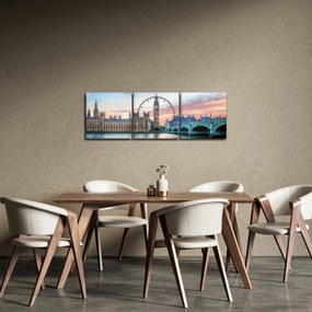 Tablou - Londra în culori pastelate (cu ceas) (90x30 cm)