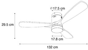 Ventilator de tavan negru 132cm incl. LED Dimmable cu telecomandă - Sofia