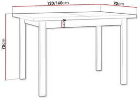 Masă extensibilă Ewan 70 x 120+160 X (stejar sonoma L). 1058356