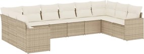 vidaXL Set canapele de grădină cu perne, 10 piese, bej, poliratan