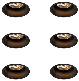 Set de 6 spoturi încastrate moderne negre AR70 - Dept