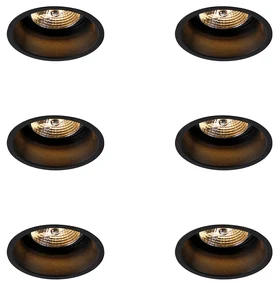Set de 6 spoturi încastrate moderne negre AR70 - Dept