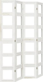 vidaXL Paravan cameră 4 panouri, alb, lemn masiv paulownia