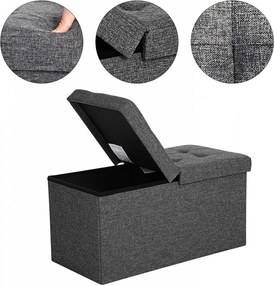 Bancheta Dormitor cu Spatiu de Depozitare, MDF, Gri Inchis