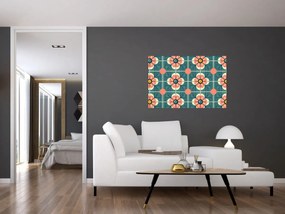 Tablou - Model retro cu flori (90x60 cm)