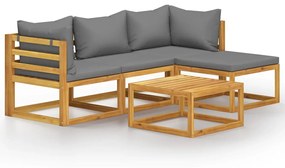 3098667 vidaXL Set mobilier de grădină cu perne, 5 piese, lemn masiv de acacia