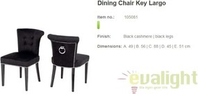 Scaun elegant negru, tesatura casmir si picioare din lemn, Key Largo 105081 HZ