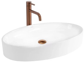 Lavoar pe blat Rea Adriana oval 61.5 cm alb lucios