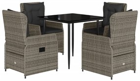 3262855 vidaXL Set mobilier de grădină cu perne, 5 piese, gri, poliratan