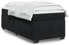 vidaXL Pat box spring cu saltea, negru, 80x200 cm, catifea