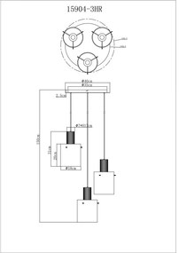 Lustra suspendata cu 3 pendule design modern TULIVAR D-48cm