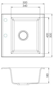 Chiuvetă de bucătărie ALVEUS 1149113 GEM 50x50 cm negru