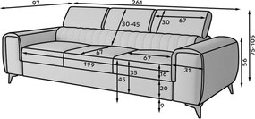 Canapea kaki extensibilă cu tapițerie din catifea 261 cm Laurence – ELTAP