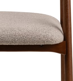 MAZZONI EXPORT ADELE Bej Latte (țesătură Monza 60)/cadru Nuc Baituit - SCAUN DIN LEMN BOUCLÉ PENTRU SALON SUFRAGERIE BUCĂTĂRIE RETRO