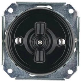 Bohemia-Design - Întrerupător retro rotativ din porțelan, fără ramă, nr. 1, negru