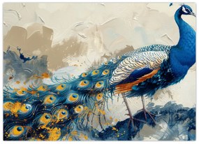 Tablou pe sticlă - Peacock, pictură (70x50 cm)