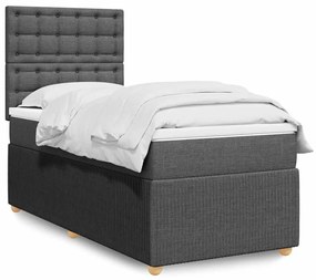 vidaXL Pat box spring cu saltea, gri închis, 80x200 cm, textil