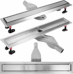 Set rigola pentru dus plus capac inox periat Rea Neox Superflow 80 cm