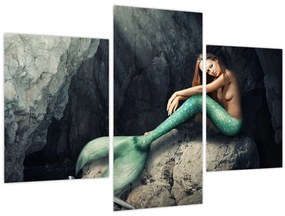 Tablou - Sirena pe stâncă (90x60 cm)