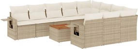 vidaXL Set canapele de grădină cu perne, 11 piese, bej, poliratan