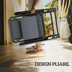 Outsunny Set de 2 Șezlonguri de Grădină cu Gravitație Zero și Măsuță cu Suport pentru Pahare, 47x47x54 cm, Gri | Aosom Romania