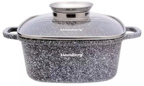 Tava de copt/gatit tip roaster Klausberg KB 7529, 3.7 L, Capac din sticla, Finisaj marmura, Inductie, Gri