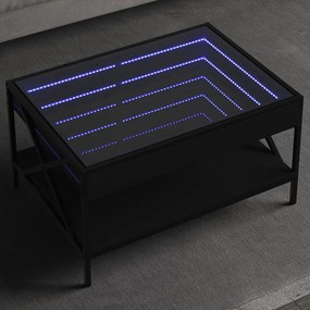 847702 vidaXL Măsuță de cafea cu LED infinity, negru, 70x50x38 cm