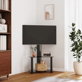 358163 vidaXL Suport TV de colț cu 2 niveluri pentru 32-70 inchi, negru