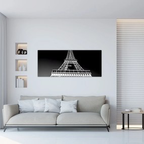 Tablou - Turnul Eiffel, alb-negru (120x50 cm)