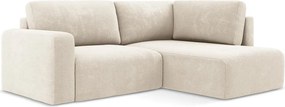 Colțar crem extensibil/cu spațiu de depozitare cu tapițerie din chenille (cu colț pe partea dreaptă/în formă de ”L”) Kona – Makamii