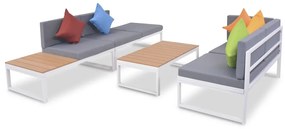 Set mobilier de gradina cu perne, 4 piese, aluminiu si WPC Set mobilier de exterior, 4, Da