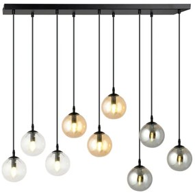 Lustră pe cablu COSMO 9xE14/10W/230V negru/gri/bej/transparent