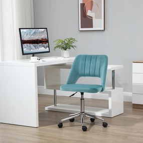 Vinsetto Scaun de birou ergonomic pivotant 360°, spate striat aerisit, înălțime reglabilă, tapițerie catifea, 49x60x91 cm, albastru | Aosom Romania