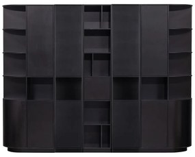 Bibliotecă modulară neagră din lemn masiv de pin 276x210 cm Finca – WOOOD