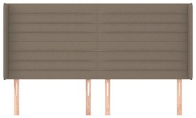 Tablie de pat cu aripioare gri taupe 203x16x118 128 cm textil 1, Gri taupe, 203 x 16 x 118 128 cm