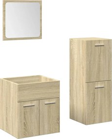 vidaXL Set mobilier de baie, 3 piese, stejar sonoma, lemn prelucrat