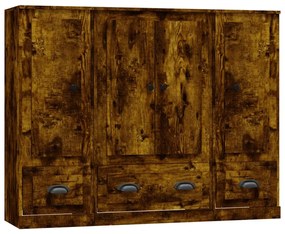 vidaXL Dulapuri înalte, 3 buc., stejar fumuriu, lemn prelucrat