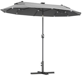 Outsunny Umbrelă de Terasă cu Două Fețe, Bază în Cruce, Sistem de Înclinare și Manivelă | Aosom Romania