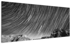 Tablou albnegru cu cerul și stele (120x50 cm)