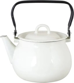 Ibric vintage din oțel emailat, 2,5L, alb offwhite, Ø19×H16,5 cm, „Emil's Enamel"