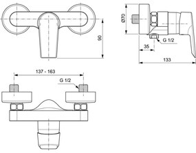 Baterie dus Ideal Standard Tesi crom lucios