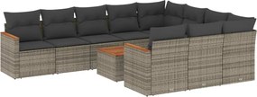 vidaXL Set canapele de grădină cu perne, 11 piese, gri, poliratan