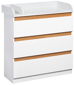 HOMCOM Comoda cu 3 sertare din lemn MDF si PAL pentru dormitor si sufragerie, 80x40x86cm, alb | AOSOM RO