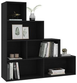 Bibliotecă/separator cameră, negru, 155x24x160 cm, pal